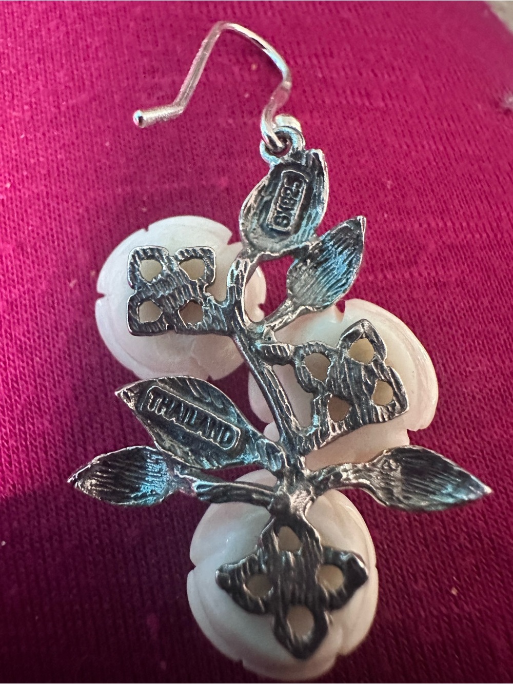 Sally C. Treasures. Handcrafted Cream Rose Cluster Coral  Set Sterling Silver - Picture 9 of 10